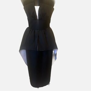 VTG Darcy Black Strapless Taffeta Dress Union Made USA Black Tie Wedding Prom